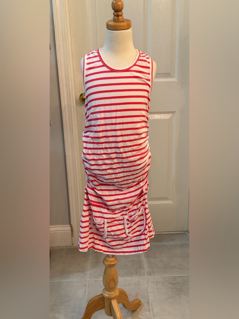 Blu by Blu Pink White Striped Ruched Dress Sz 14